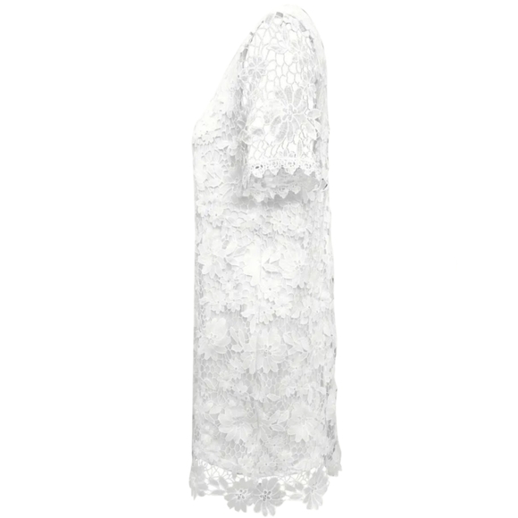 NEW Lace Dress  Elegant White Lace Dress Square Neck, Large,lined, - Picture 4 of 7